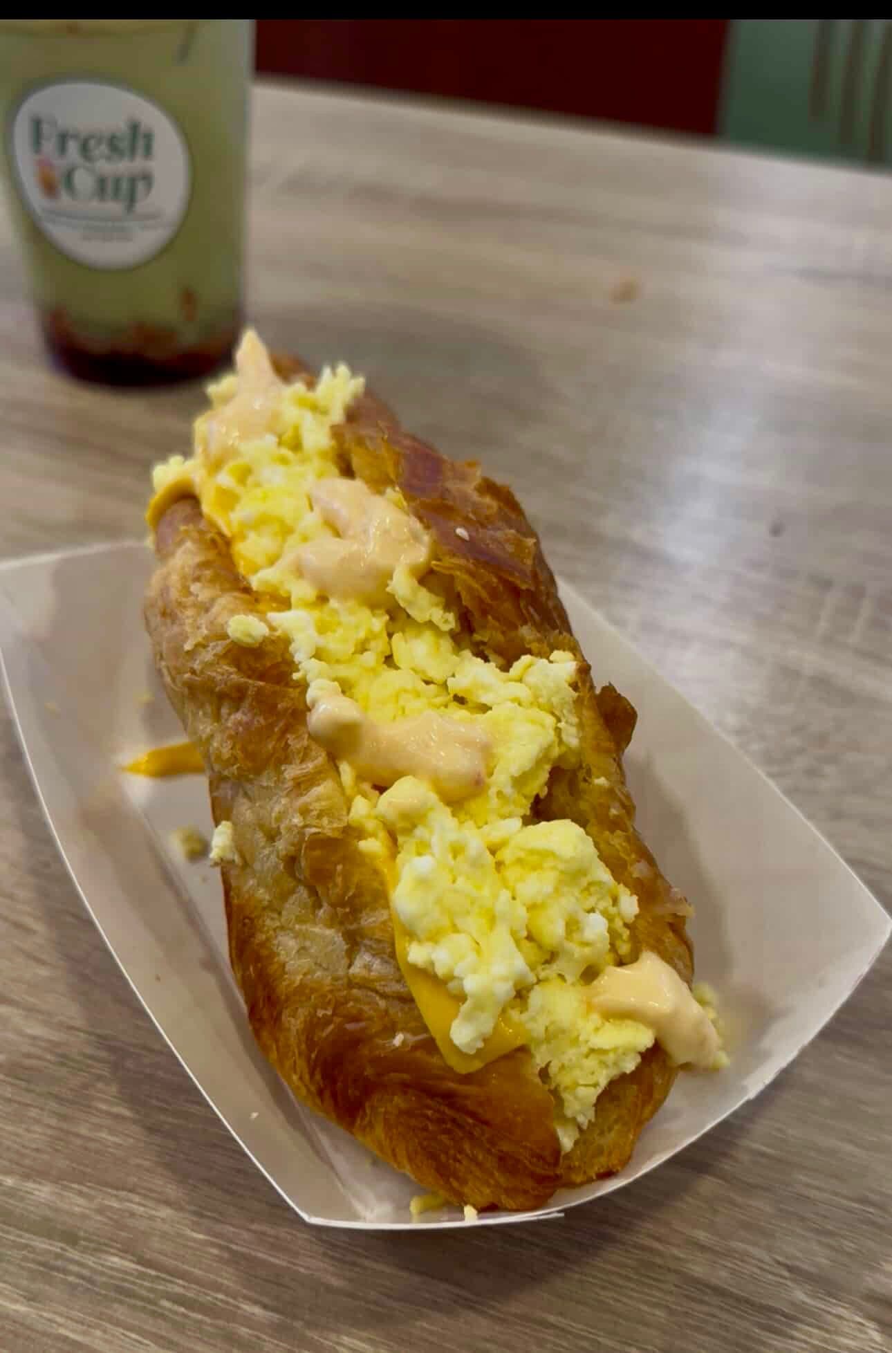 Buttery croissant sandwich