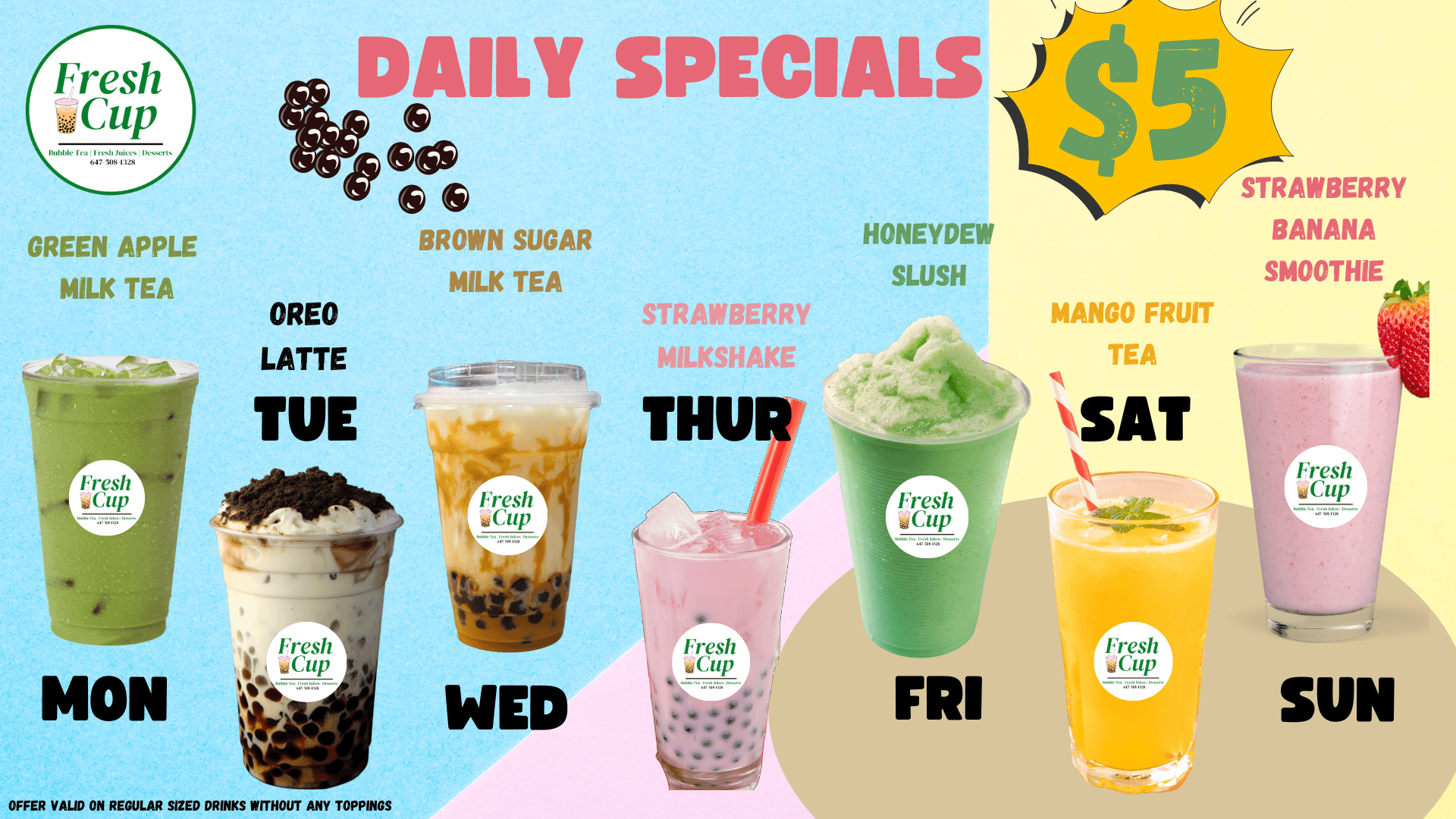 Fresh Cup daily specials poster