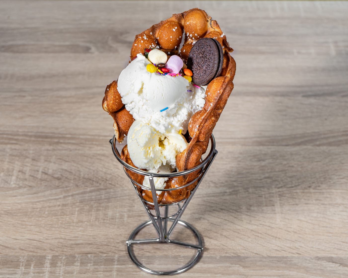 Bubble waffle with ice cream